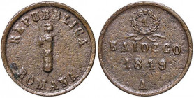ZECCHE ITALIANE - ANCONA - Repubblica Romana (1848-1849) - Baiocco 1849 Pag. 8; Mont. 69 CU
qFDC
