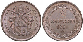 ZECCHE ITALIANE - BOLOGNA - Pio IX (1846-1866) - 2 Baiocchi 1851 A. V Pag. 310/a; Mont. 282/283 CU
FDC