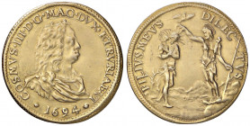 ZECCHE ITALIANE - FIRENZE - Cosimo III (1670-1723) - Piastra 1694 CNI 72/3; MIR 329/4 R (AG g. 31,02) Da montatura e dorata
qBB

Da montatura e dor...