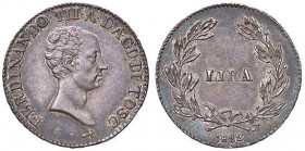 ZECCHE ITALIANE - FIRENZE - Ferdinando III di Lorena (secondo periodo, 1814-1824) - Lira 1822 Pag. 73; Mont. 291 R (AG g. 3,93)
qFDC