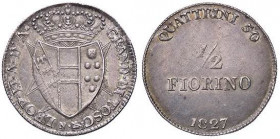 ZECCHE ITALIANE - FIRENZE - Leopoldo II di Lorena (1824-1859) - Mezzo fiorino 1827 Pag. 141; Mont. 351 RR (AG g. 3,43)
SPL