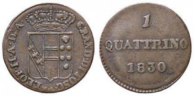 ZECCHE ITALIANE - FIRENZE - Leopoldo II di Lorena (1824-1859) - Quattrino 1830 Gig. 96 RRR (CU g. 0,97)
BB