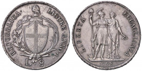 ZECCHE ITALIANE - GENOVA - Repubblica Ligure (1798-1805) - 8 Lire 1798 Pag. 11; Mont. 81 R (AG g. 33,5) Segnetti
SPL

Segnetti