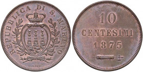 ZECCHE ITALIANE - SAN MARINO - Vecchia monetazione - 10 Centesimi 1875 Pag. 370; Mont. 7 CU Eccezionale, rarissima in questa conservazione
FDC

Ecc...