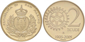ZECCHE ITALIANE - SAN MARINO - Nuova monetazione (1972) - 2 Scudi 2005 Mont. 32 (AU g. 6,45) In confezione
FS

In confezione