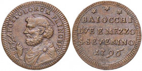 ZECCHE ITALIANE - SAN SEVERINO - Pio VI (1775-1799) - Sampietrino 1796 CNI 3; Munt. 406 (CU g. 16,41)
qFDC
