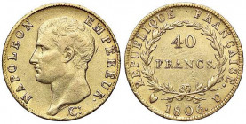 ZECCHE ITALIANE - TORINO - Napoleone I, Imperatore (1804-1814) - 40 Franchi 1806 Pag. 12; Mont. 17 R (AU g. 12,93)Testa nuda
BB-SPL

Testa nuda -