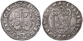 ZECCHE ITALIANE - VENEZIA - Francesco Erizzo (1631-1646) - Mezzo scudo della Croce Pao. 10 (AG g. 15,87)Sigle DB
qSPL

Sigle DB -