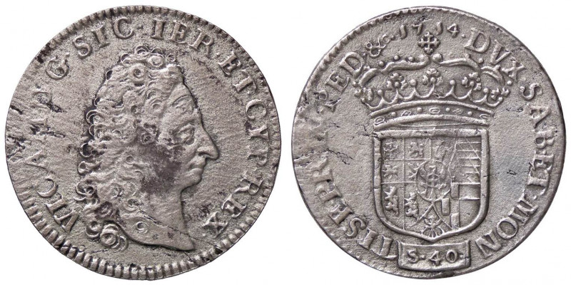 SAVOIA - Vittorio Amedeo II (secondo periodo, 1680-1730) - 2 Lire 1714 MIR 883 R...