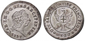 SAVOIA - Carlo Emanuele III (1730-1773) - 2,6 Soldi 1757 Mont. 219 (MI g. 2,57) Argentatura integra - Ottima conservazione per il tipo
SPL-FDC

Arg...