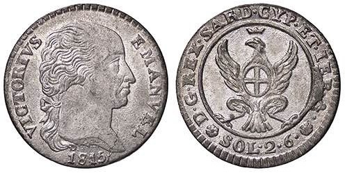 SAVOIA - Vittorio Emanuele I (1802-1821) - 2,6 Soldi 1815 Pag. 19; Mont. 6 R MI ...