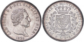 SAVOIA - Carlo Felice (1821-1831) - 5 Lire 1826 G Pag. 70; Mont. 62 AG Segno al ciglio
qFDC

Segno al ciglio
