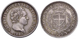 SAVOIA - Carlo Felice (1821-1831) - 50 Centesimi 1830 T (P) Pag. 120a; Mont. 122 RR AG Delicata patina
FDC

Delicata patina