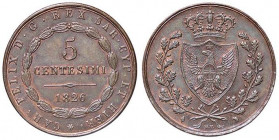 SAVOIA - Carlo Felice (1821-1831) - 5 Centesimi 1826 T (L) Pag. 127; Mont. 130 CU
qFDC