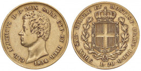 SAVOIA - Carlo Alberto (1831-1849) - 20 Lire 1834 T (ssz) Pag. 180a; Mont. 51 RR AU
qBB/BB