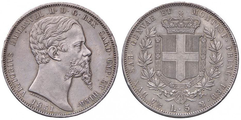 SAVOIA - Vittorio Emanuele II (1849-1861) - 5 Lire 1851 G Pag. 372; Mont. 43 R A...