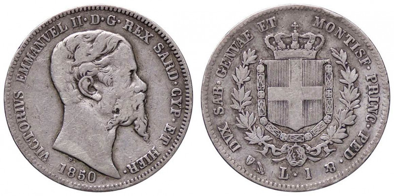 SAVOIA - Vittorio Emanuele II (1849-1861) - Lira 1850 G Pag. 401; Mont. 75 RRR A...