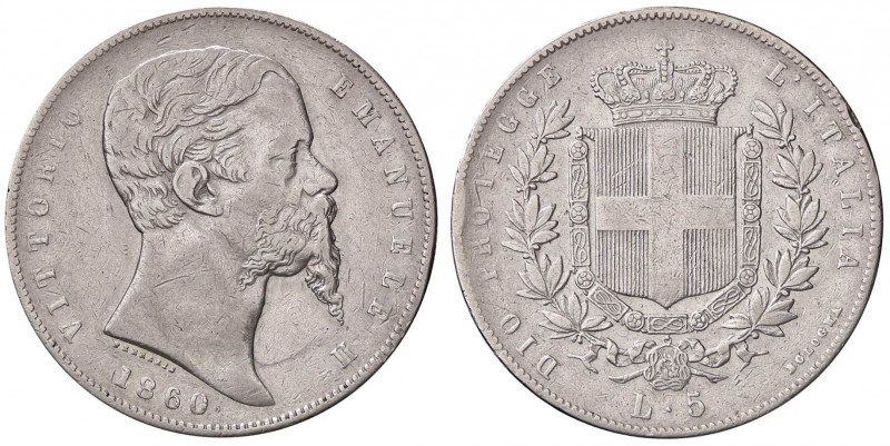 SAVOIA - Vittorio Emanuele II Re eletto (1859-1861) - 5 Lire 1860 B Pag. 433; Mo...
