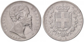 SAVOIA - Vittorio Emanuele II Re eletto (1859-1861) - 5 Lire 1860 B Pag. 433; Mont. 107 RR AG Colpetto
qBB

Colpetto