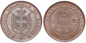 SAVOIA - Vittorio Emanuele II Re eletto (1859-1861) - 2 Centesimi 1859 BI Pag. 446; Mont. 124 CU Qualche segnetto
qFDC

Qualche segnetto