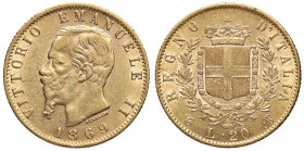 SAVOIA - Vittorio Emanuele II Re d'Italia (1861-1878) - 20 Lire 1869 T Pag. 463; Mont. 139 AU
SPL/SPL+
