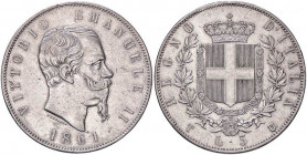 SAVOIA - Vittorio Emanuele II Re d'Italia (1861-1878) - 5 Lire 1861 T Pag. 482; Mont. 163 RR AG
BB+