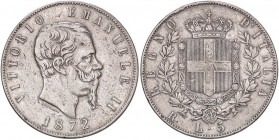 SAVOIA - Vittorio Emanuele II Re d'Italia (1861-1878) - 5 Lire 1872 R Pag. 495; Mont. 179 RR AG
MB-BB