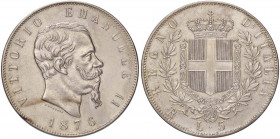 SAVOIA - Vittorio Emanuele II Re d'Italia (1861-1878) - 5 Lire 1876 R Pag. 501; Mont. 188 AG
SPL
