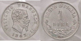 SAVOIA - Vittorio Emanuele II Re d'Italia (1861-1878) - Lira 1863 M Valore Pag. 516; Mont. 208 R AG Minimi segnetti
SPL-FDC

Minimi segnetti