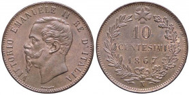 SAVOIA - Vittorio Emanuele II Re d'Italia (1861-1878) - 10 Centesimi 1867 N Pag. 547; Mont. 241 CU
qFDC