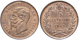 SAVOIA - Vittorio Emanuele II Re d'Italia (1861-1878) - 5 Centesimi 1862 N Pag. 554; Mont. 250 CU
FDC