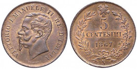 SAVOIA - Vittorio Emanuele II Re d'Italia (1861-1878) - 5 Centesimi 1867 N Pag. 556; Mont. 252 CU
FDC