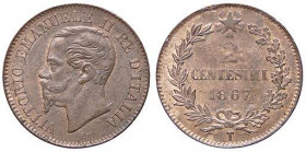 SAVOIA - Vittorio Emanuele II Re d'Italia (1861-1878) - 2 Centesimi 1867 T Pag. 561; Mont. 257 R CU
qFDC