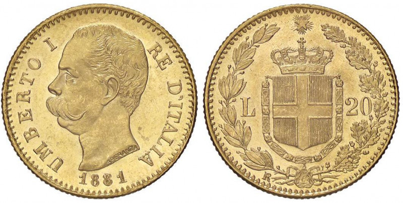 SAVOIA - Umberto I (1878-1900) - 20 Lire 1881 Pag. 577; Mont. 14 AU
qFDC/FDC