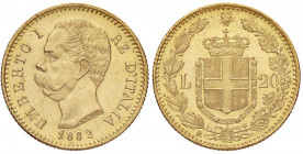 SAVOIA - Umberto I (1878-1900) - 20 Lire 1882 Mont. 17b RRR AU 1 rovesciato e ribattuto
qFDC

1 rovesciato e ribattuto -