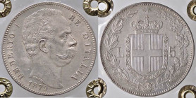 SAVOIA - Umberto I (1878-1900) - 5 Lire 1879 Pag. 590; Mont. 33 AG Sigillata Francesco Cavaliere
SPL+

Sigillata Francesco Cavaliere