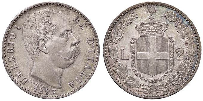 SAVOIA - Umberto I (1878-1900) - 2 Lire 1897 Pag. 598; Mont. 43 AG Patinata
FDC...