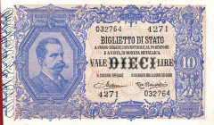 CARTAMONETA - BIGLIETTI DI STATO - Vittorio Emanuele III (1900-1943) - 10 Lire 20/12/1925 - Serie 4191-4560 Alfa 81; Lireuro 17G RR Maltese/Rosi Berna...