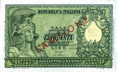CARTAMONETA - BIGLIETTI DI STATO - Repubblica Italiana (monetazione in lire) (1946-2001) - 50 Lire - Italia elmata 31/12/1951 CAMPIONE RRRR Bolaffi/Ca...