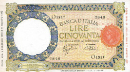 CARTAMONETA - BANCA d'ITALIA - Repubblica Sociale (1943-1945) - 50 Lire - Lupa 01/02/1944 - B.I. L'Aquila Alfa 259; Lireuro 11C RRRR Azzolini/Urbini
...