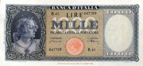 CARTAMONETA - BANCA d'ITALIA - Repubblica Italiana (monetazione in lire) (1946-2001) - 1.000 Lire - Testina 20/03/1947 Alfa 690; Lireuro 53A RR Einaud...