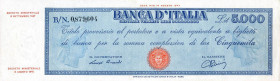 CARTAMONETA - BANCA d'ITALIA - Repubblica Italiana (monetazione in lire) (1946-2001) - 5.000 Lire - Provvisorio (medusa) 08/09/1947 Alfa 760; Lireuro ...