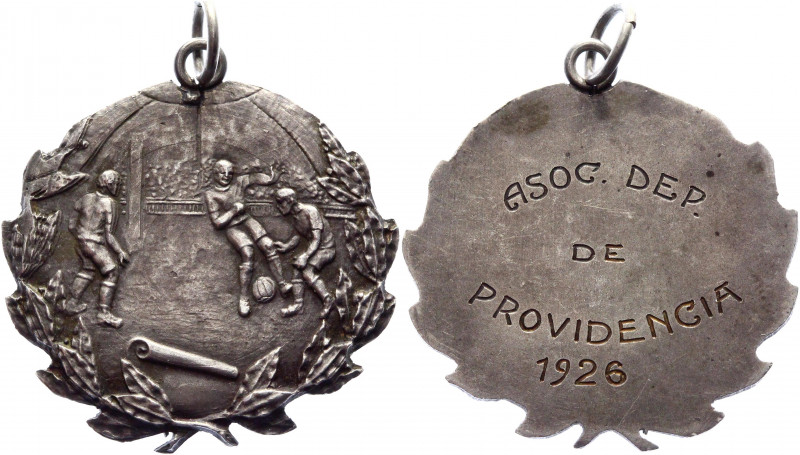 Chile Football Medal De Providencia 1923
Silver (.850); 32 x 30 mm. Condition I...