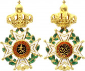 Belgium Miniature of Order of Leopold I - Officer Gold Cross
Gold & Enamel 1.87 g., 22x13 mm. Condition I-II.