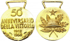 Italy Veteran Gold Medal 1968 R
Gold (.750) 5,17g. 50th Anniversary of Victory in WWI 1918 - 1968; Proof. Condition I.