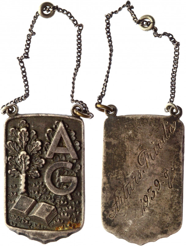 Latvia School Badge AG 1939
17 x 27 mm; Arturas Pliude. Condition II.