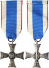 Poland Cross of Valour & Merit on Silesian Ribbon Type 2 1927
Barac# 41; Silver; 43 x 43 mm; Cross of Valour and Merit on Silesian Sash type 2 1927,(...