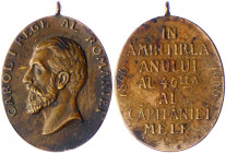 Romania King Carol I Jubilee Medal 1866 - 1906
Type II for Military Personnel (bronze, engraver marked "P. TELGE" on the obverse, with 1866", "1906" ...