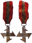 Romania Order of the Cross of Queen Marie, IV Class 1917
Bronze cross potent rebated barbée with loop for ribbon suspension; the face with the crowne...