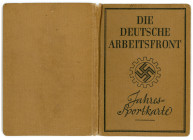 Germany - Third Reich Document "Die Deutsche Arbeitsfront - Jahres Sportkarte" Sportamt
The German Labor Front - annual sports card. Condition II.